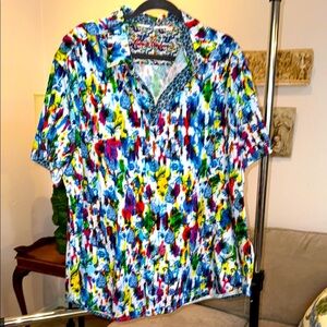 Amazing ROBERT GRAHAM spectrum rainbow and paisley print camp shirt. 3xl